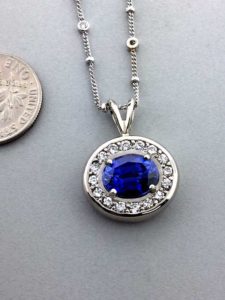 Custom Diamond Sapphire Traditional Necklace Pendant East Towne Jewelers Mequon WI