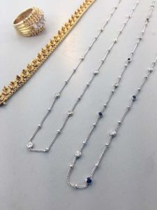 Diamond Sapphire Necklace Chains Custom Designed with Stones from a Ring and Bracelet East Towne Jewelers
